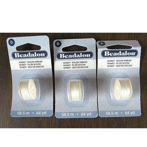 BEADALON Nylon Thread 3 Pack White 58.5 m/64 yd